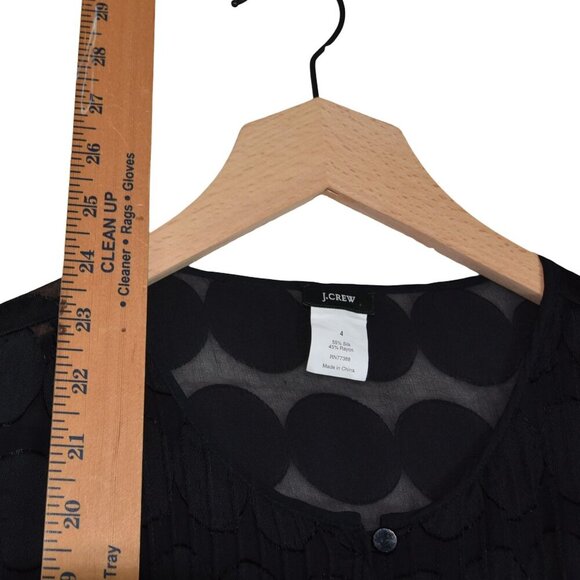 J.Crew Silk Dot Sheer Blouse Size 4 Multi Media Ruffled Front Sleeveless - Picture 5 of 7